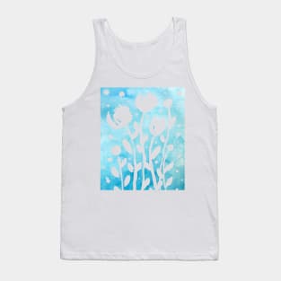 Whimsical watercolor flowers – blue Tank Top